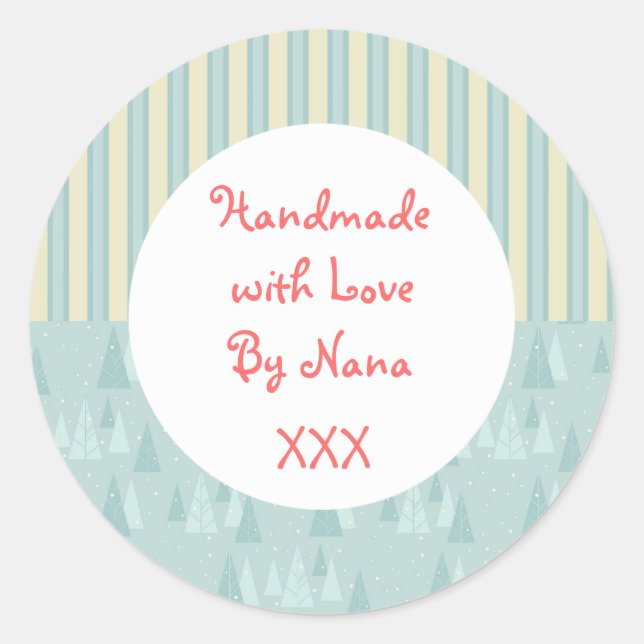 Adesivo Redondo Árvores azuis "Manipuladas por" (Frente)