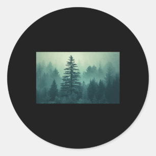 Adesivo Redondo Árvores da Natureza Noturna Floresta ao Ar Livre V