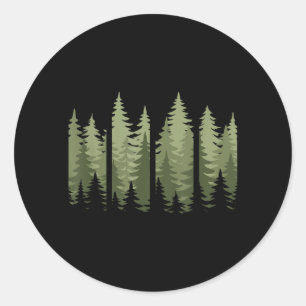 Adesivo Redondo Árvores da Natureza Retro Vida Selvagem Floresta