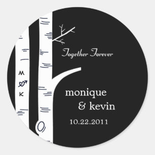 Adesivo Redondo Árvores de Birch Favorecem Adesivos/ Envelopes Sel