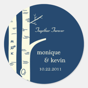 Adesivo Redondo Árvores de Birch Favorecem Adesivos/ Envelopes Sel