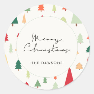 Adesivo Redondo Árvores de Natal abstrato nórdicas