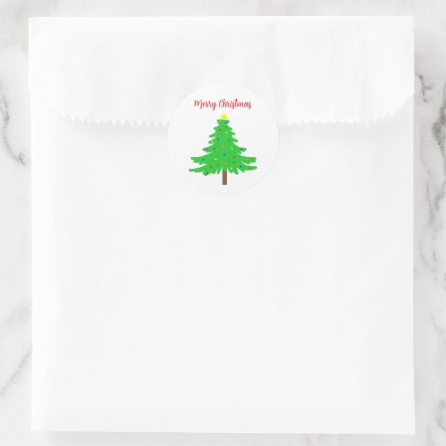 Adesivo Redondo Árvores de Natal Alegre Festivas (Bolsa)