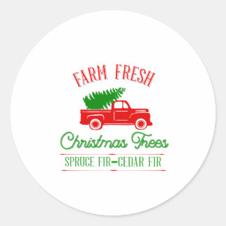 Adesivo Redondo Árvores de Natal frescas de fazenda