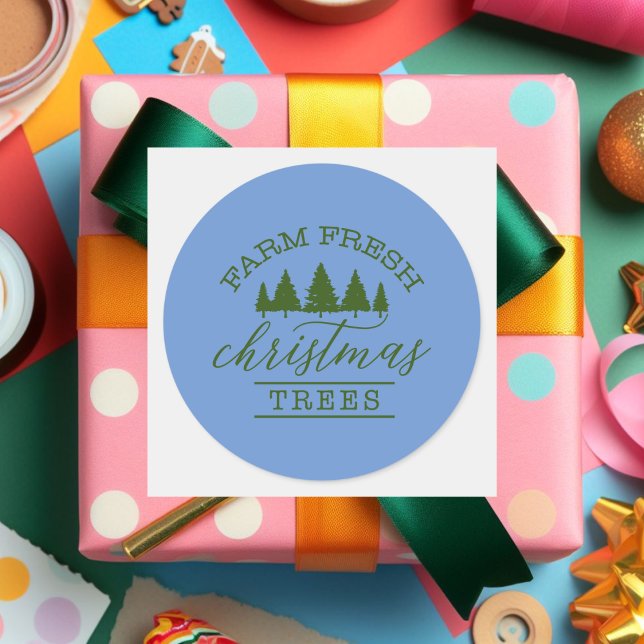 Adesivo Redondo Árvores de Natal frescas de fazenda (Criador carregado)