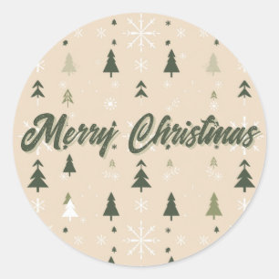 Adesivo Redondo Árvores de Natal Minimalistas & Flocos de Neve Fer