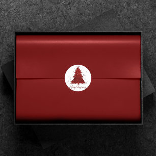 Adesivo Redondo Árvores de Natal Ricas   Vermelho de férias luxu