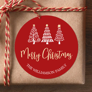 Adesivo Redondo Árvores de Natal Vermelhas Nome do Script Capricho