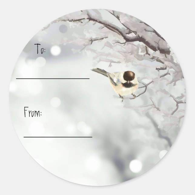 Adesivo Redondo Árvores de Neve em Frango de Natal (Frente)