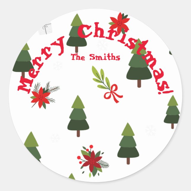 Adesivo Redondo Árvores e Arcos de Natal (Frente)