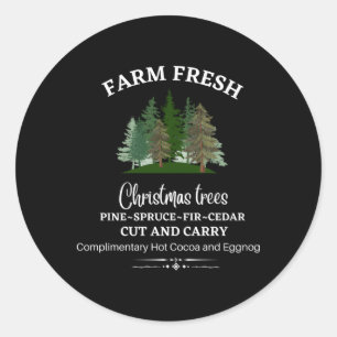 Adesivo Redondo Árvores fazendas E Spruce Fir Ceder