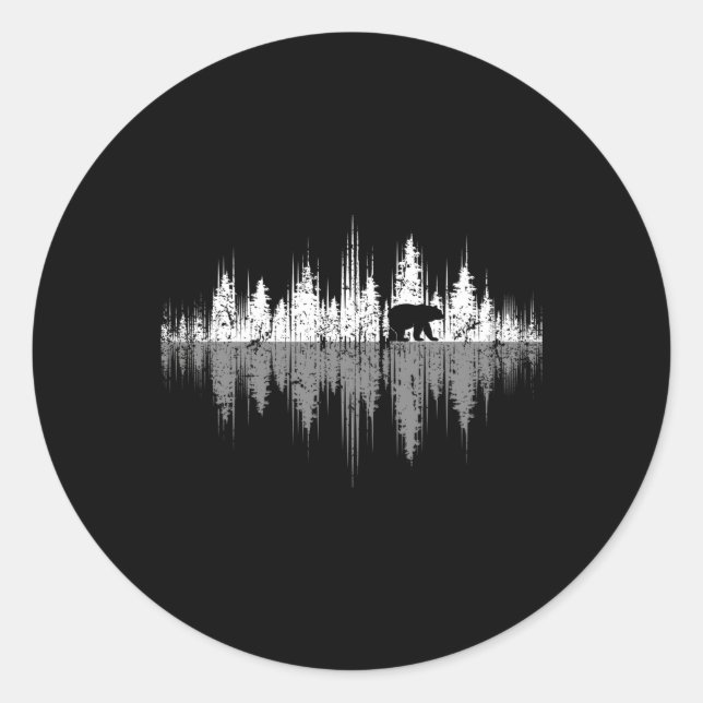 Adesivo Redondo Árvores Refletem Vida Selvagem Natureza Urso Anima (Frente)