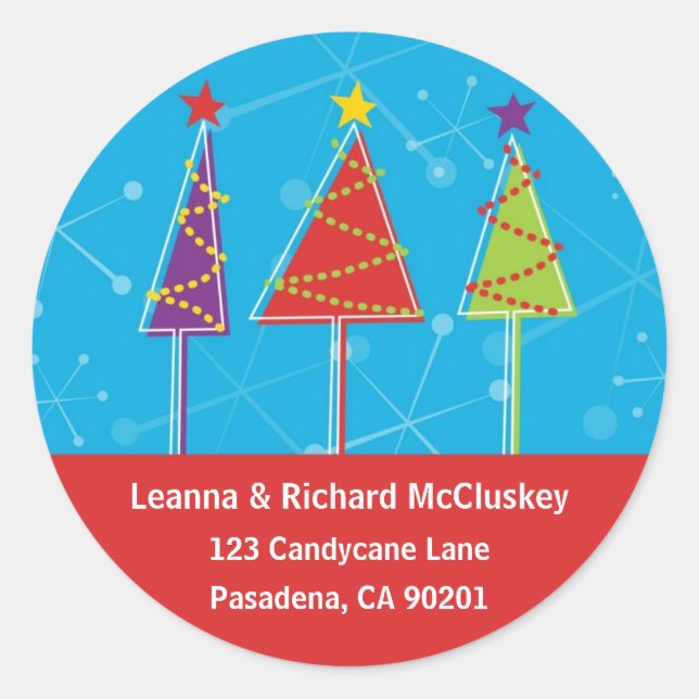 Adesivo Redondo Árvores Retro Esparsas (Frente)