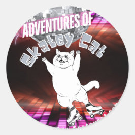 Adesivo Redondo As Aventuras do Skatey Cat Sticker