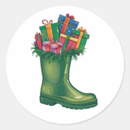 Adesivo Redondo As Botas Novas do Papai Noel