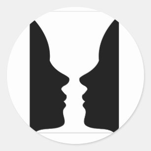 Adesivo Redondo As caras ou a ilusão do vaso de duas caras gostam