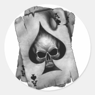 Adesivo Redondo ás de crânios
