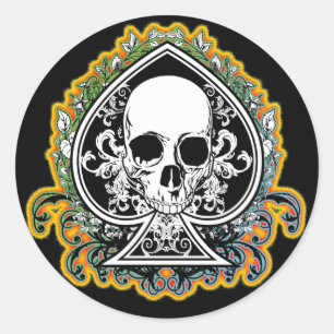 ADESIVO REDONDO ÁS DE ESPADA DO CRÂNIO