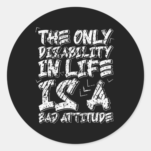 Adesivo Redondo As Deficiências São Um Motivado De Cadeira De Roda (Frente)