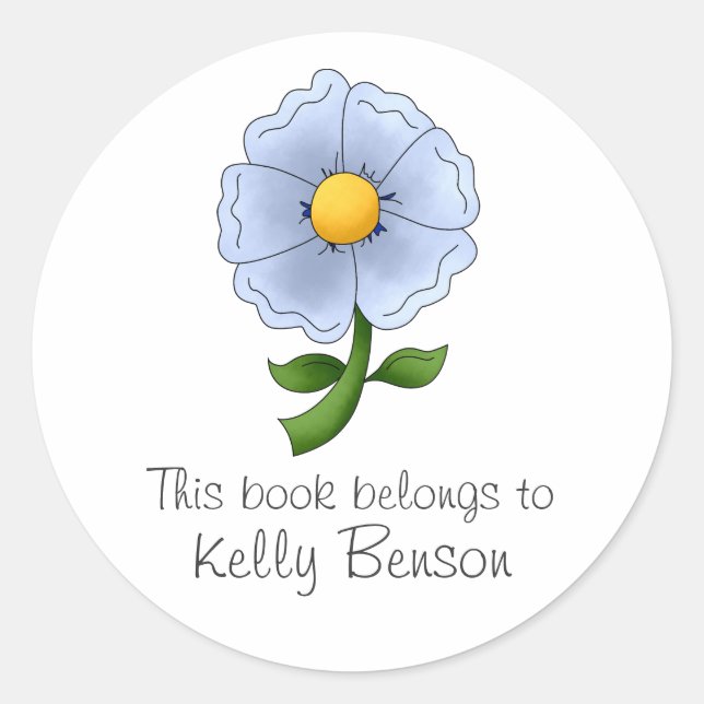 Adesivo Redondo As flores da mãe · Flor azul (Frente)