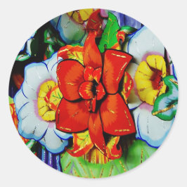 Adesivo Redondo As Flores Ficam Brilhantes e Bonitas!