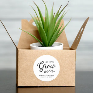 Adesivo Redondo As folhas que Wedding deixaram o amor crescem