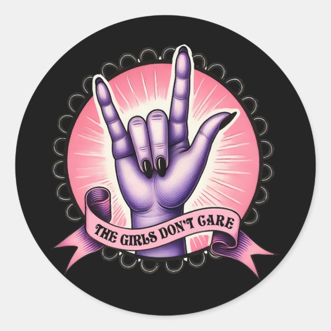 Adesivo Redondo As garotas não se importam com feministas (Frente)