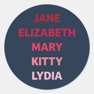 Adesivo Redondo As Irmãs Bennet do Orgulho e do Preconceito