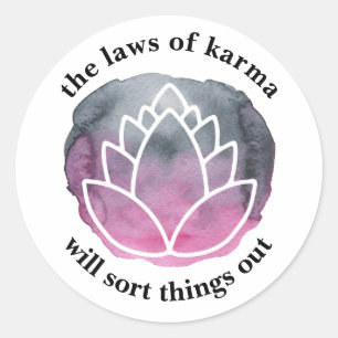 Adesivo Redondo As Leis de Karma White Lotus Inspirational