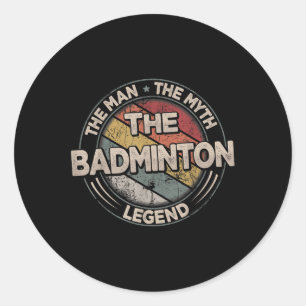 Adesivo Redondo As Lendas do Badminton Retro Shuttle Masculino Bad
