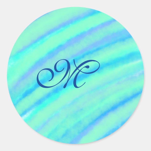 Adesivo Redondo As linhas de cor verde azul-lacrimogênea adicionam (Frente)