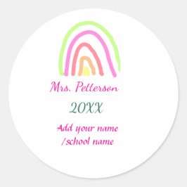 Adesivo Redondo As listras coloridas do arco-íris adicionam o nome