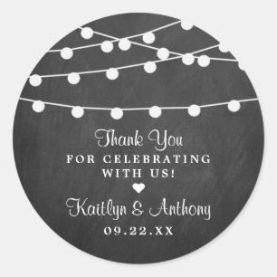 Adesivo Redondo As Luzes De Corda Na Coleção De Casamentos De Chal