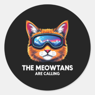 Adesivo Redondo As Meias Chamam Cat Lover Mountain Skier