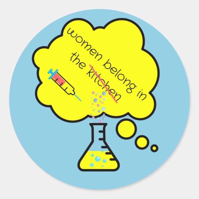 Adesivo Redondo As mulheres pertencem ao laboratório (Frente)