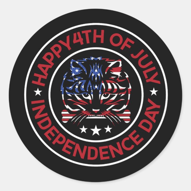 Adesivo Redondo As palavras 4 de julho (Frente)