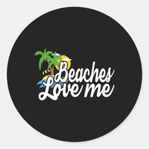 Adesivo Redondo As praias me amam de férias tropicais curiosas