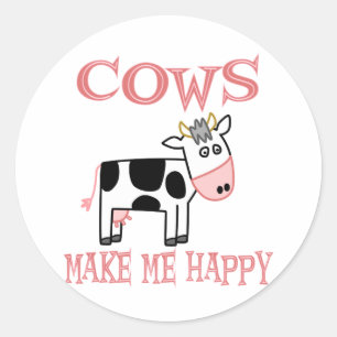 Adesivo Redondo As vacas fazem-me feliz