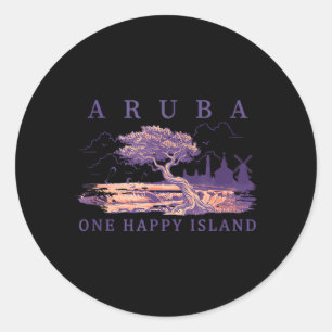 Adesivo Redondo Asa Delta Aruba Divi Tree Windmill Viagem Retro