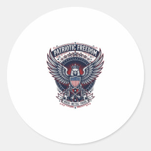 Adesivo Redondo Asas de Metal Patriótico Música Patriota Rock Meta