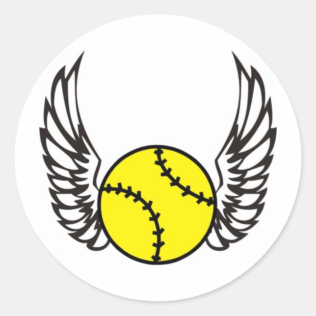 Adesivo Redondo Asas de softball (Frente)