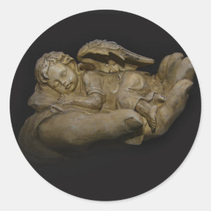 Adesivo Redondo Asas do anjo do bebê que dormem à disposição