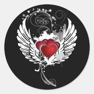 Adesivo Redondo Asas Grunge Hearts