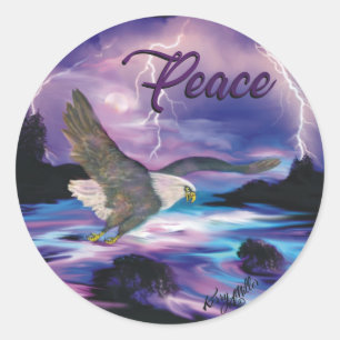 Adesivo Redondo Ascendendo a Águia Cálida Espalhando a Paz