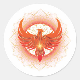 Adesivo Redondo Ascensão Phoenix Mandala