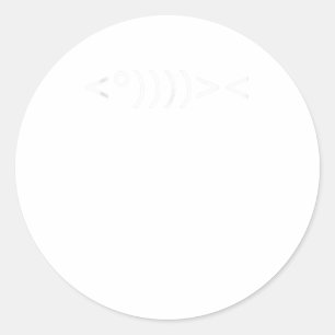 Adesivo Redondo ASCII Art Peixe Nerd Pesca Geek PC Funny