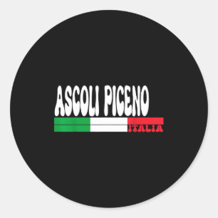 Adesivo Redondo Ascoli Piceno Cidade Itália Bandeira Itália Vintag
