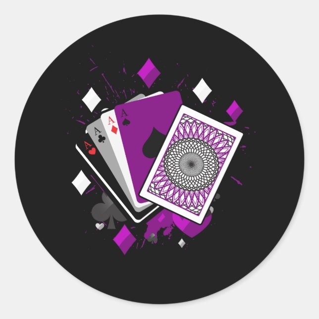 Adesivo Redondo Asexualidade Sinalizador Ace Jogando Cartões Filer (Frente)