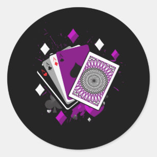 Adesivo Redondo Asexualidade Sinalizador Ace Jogando Cartões Filer