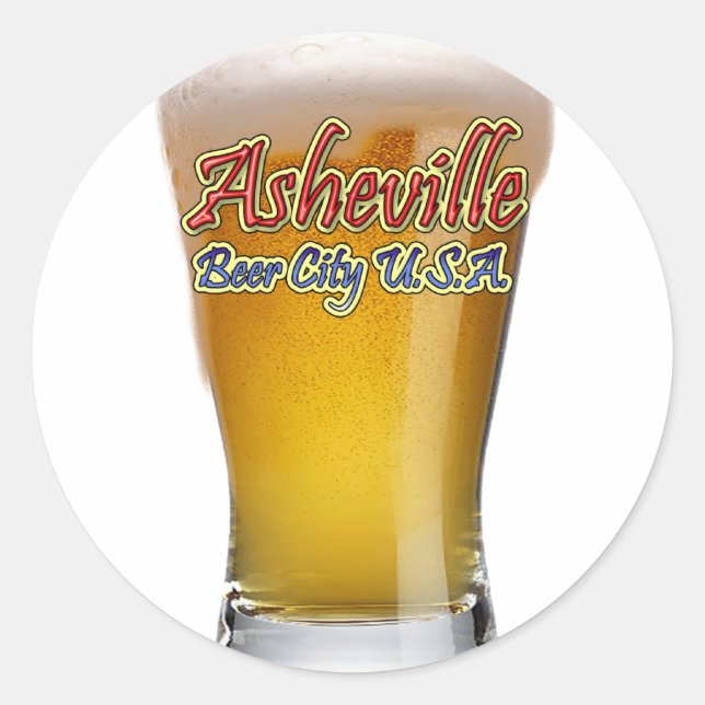 Adesivo Redondo Asheville Beer City USA USA (Frente)